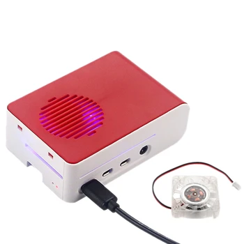 

ABS Case with Backlight RGB LED Fan Plastic Red White Shell Housing for Raspberry Pi 4 Model B