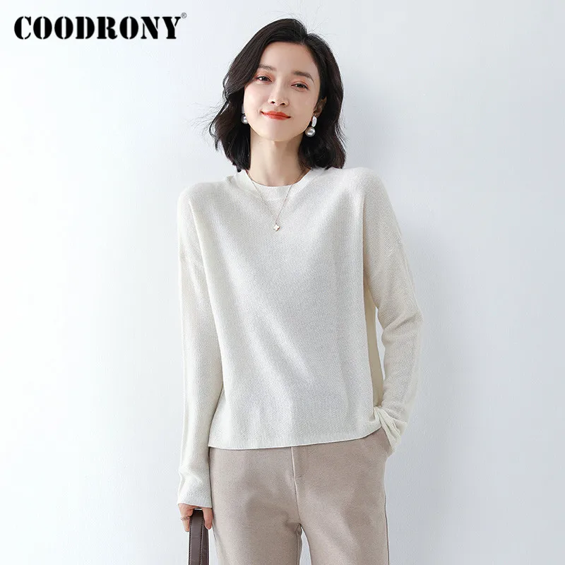 COODRONY Brand New Off Shoulder Sleeve Soft Wool Female Jumpers 2020 Autumn Winter Pure Color Slim Pullover Sweaters Women W1173