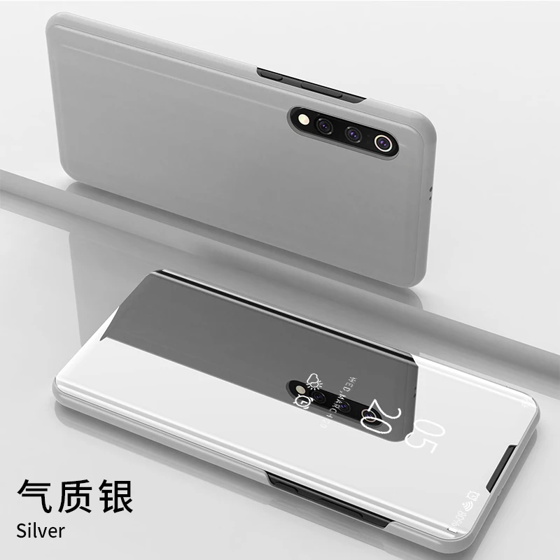 Серебристый Флип-чехол с зеркалом для Xiaomi mi 9 Lite mi 8 SE 9T CC9e защитный чехол для телефона книжный Жесткий Чехол для Xiaomi mi A1 A2 A3 Lite чехол - Цвет: Серебристый
