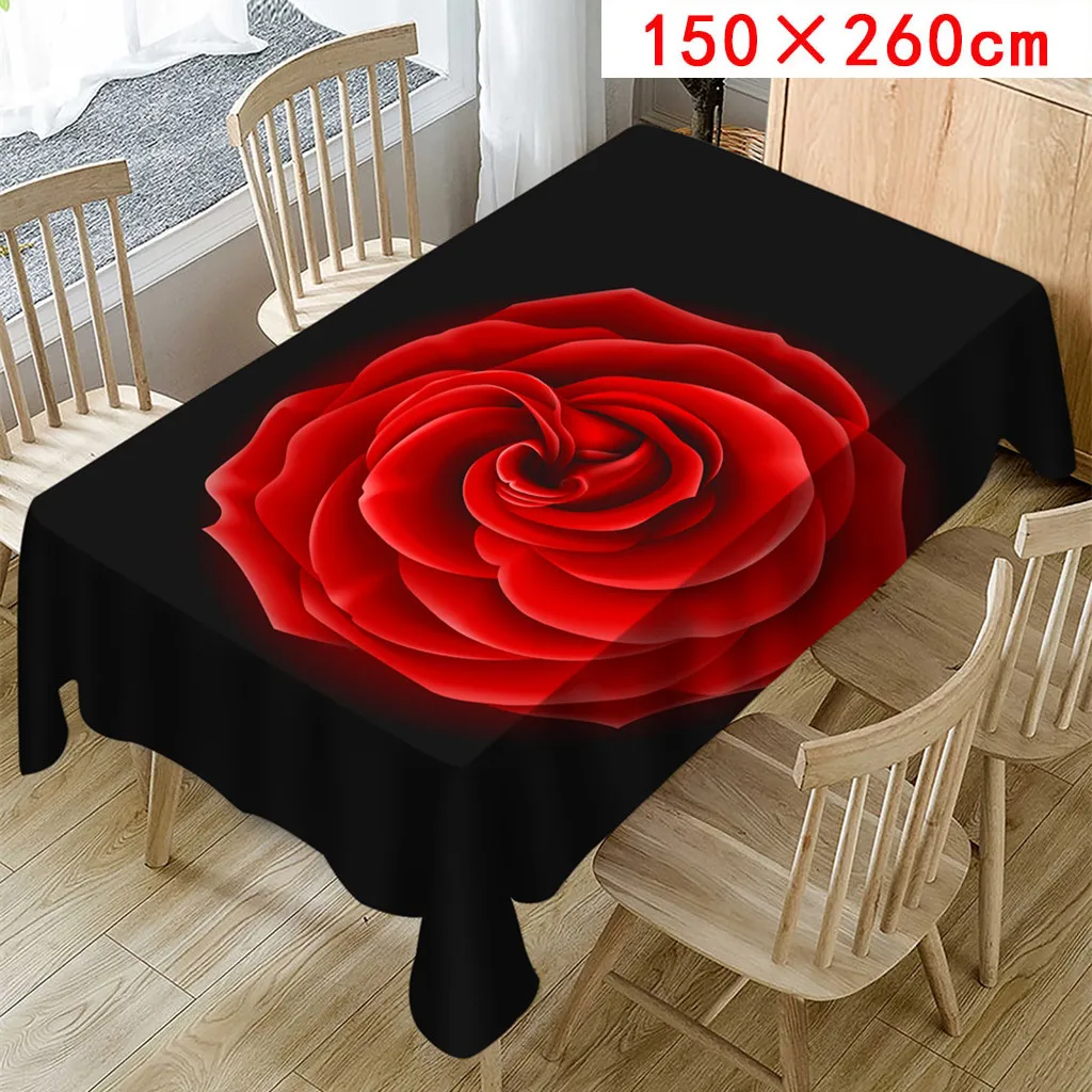 Valentine's Tablecloth Red Rose Print Rectangle Table Cover Holiday Party Home Decor Wedding Table Runner On The Table /d