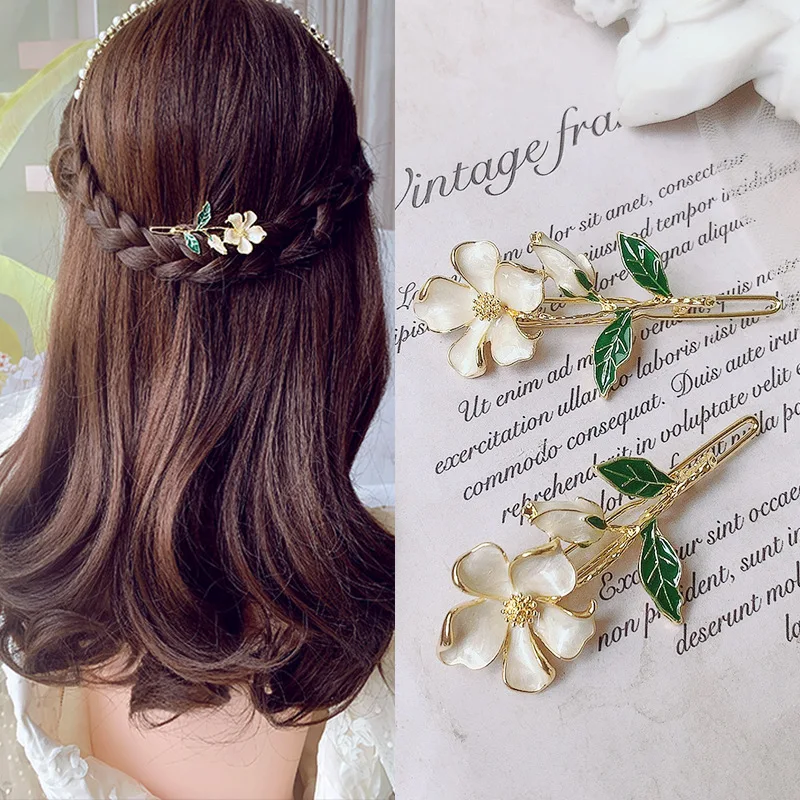 Elegant Hair Clips Oil Drip Flower Hairpins Metal Gold Hairgrips Fairy Hair Accessories Boho Style Sweet Flowers Hair Barrettes