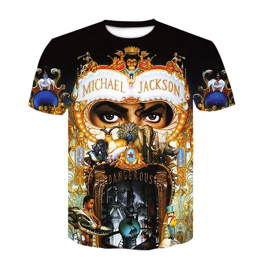 Новая популярная футболка Майкл Джексон Dangerous альбом Обложка для мужчин и женщин 3d печать мода хип хоп брендовая модная футболка harajuku - Цвет: D-423