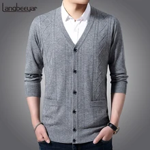 6% Шерсть модный брендовый свитер, мужской кардиган вязаные Джемперы жаккардовый зимний v-образный вырез приталенный корейский стиль повседневная мужская одежда