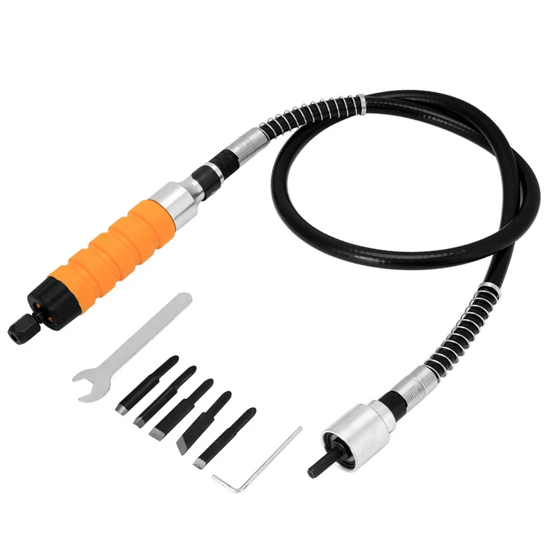 Electric Woodworking Chisel Carpentry Furniture Engraving Carving Knife Wrench Flexible Shaft Tool Set
