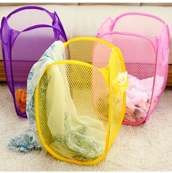 Network-well multicolour folding laundry basket Dirty clothes/toy storage basket finishing basket