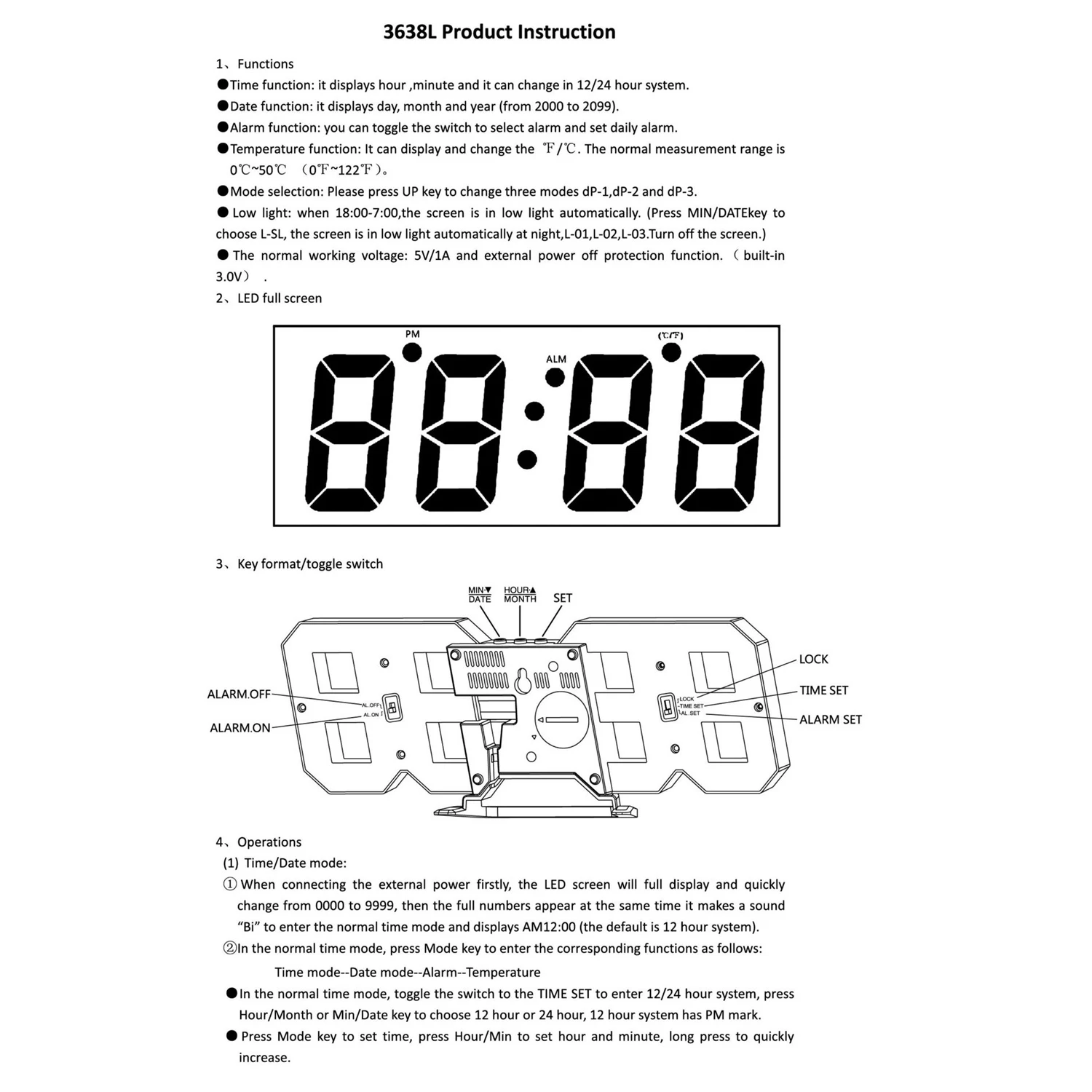 3D светодиодный цифровые часы электронные настольные часы будильник Настенные светящиеся Висячие часы синий