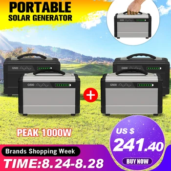 

600W/1000W LCD Solar Power Storage Generator Inverter Outdoor UPS Pure Sine Wave Power Supply USB Energy Storage 80000/120000mAh