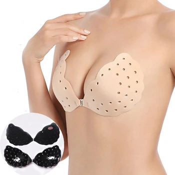 

Sexy Lingerie Women Push Up Wing Silicone Bra Self Adhesive Seamless Bralette Strapless Front Buckle Invisible Bras Underwear