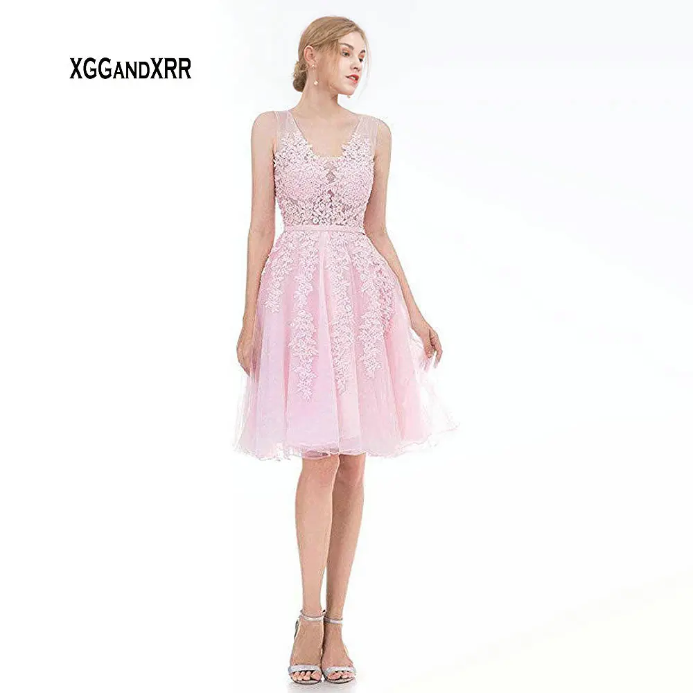 Prezzo Sexy Scollo A V Breve Merletto di Colore Rosa Vestito Homecoming V Backless Blu Breve Vestito Da Promenade Mini Data di Partito Vestito Da Graduazione Del Vestito