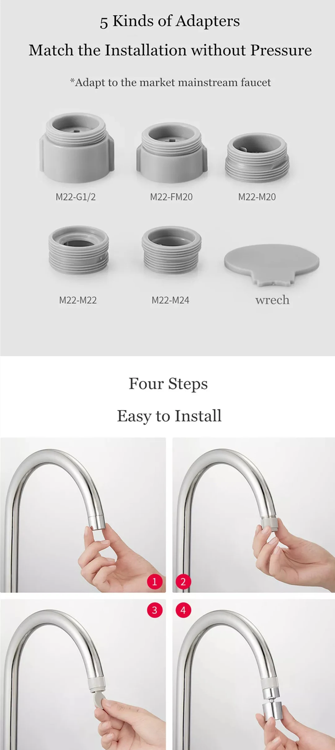DXSZ001-1 Kitchen Faucet Bubbler 360-Degree Double Modes 2-flow Splash-proof from Xiaomi youpin