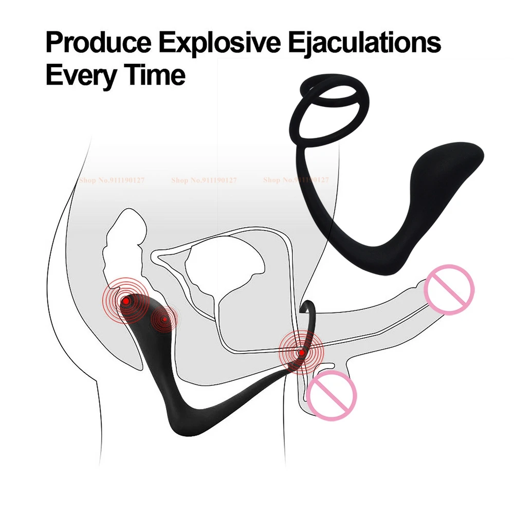 Plug anale massaggiatore prostata in silicone con anello pene_voghion.com