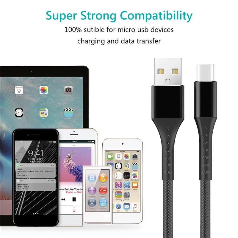 1 м usb type-C кабель USB C кабель передачи данных для быстрой зарядки для samsung Galaxy S9 S8 Plus мобильный телефон зарядное устройство кабель для Xiaomi Mi 8 шнур