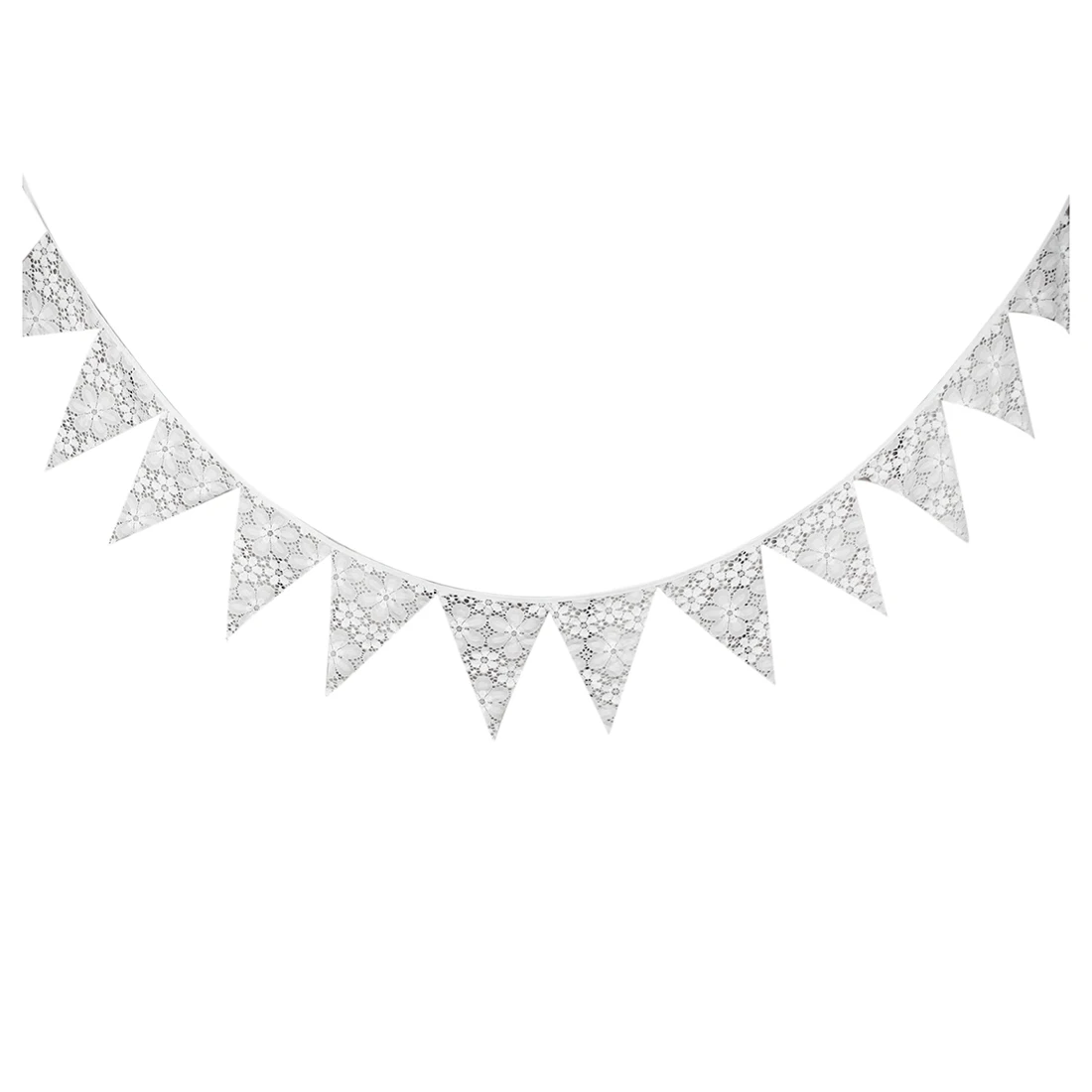 

White lace print hollowed into the Burgee flag pull flowers Wedding Banner Party Car Decoration Handmade
