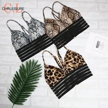 

CHRLEISURE Leopard Print Bra Woman Sexy Push Up Fitness Bra Women Snake Seamless Seamless Underwear Gym Backless Bra Top Women