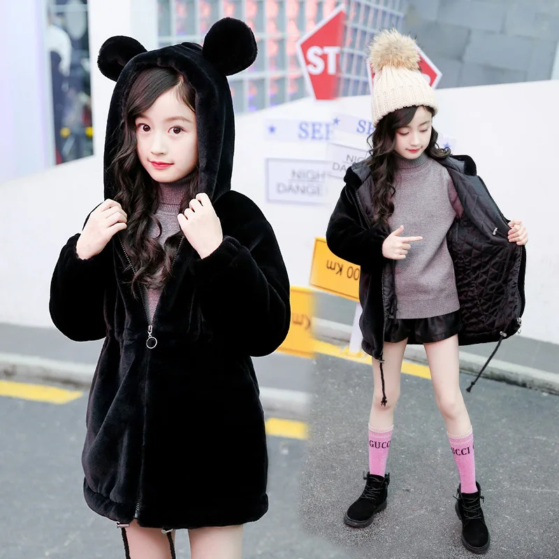 

Girl'S Coat Winter 2019 New Style Korean-style Western Style Big Boy Mid-length Overcoat Thick Children Wool Sweater Fashion