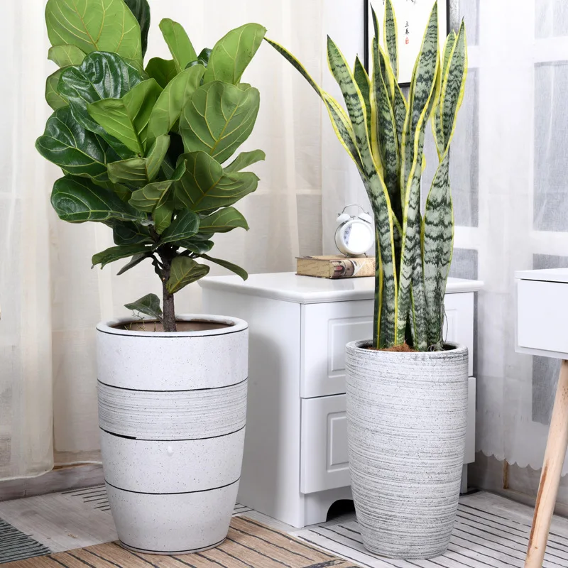 

Extra Large Ceramic Flowerpot Northern European-Style Dull Polish Balcony Indoor Large Green Vegetation Tree Monstera Floor Larg