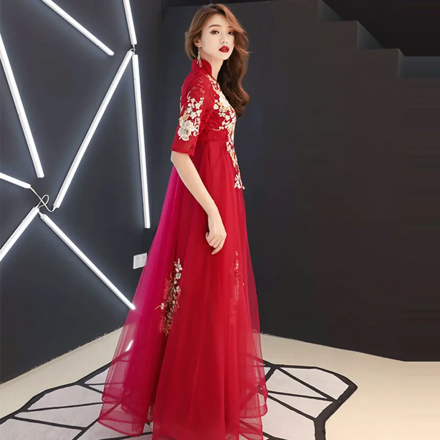 Вечерние платья стильного размера плюс Robe De Soiree Y046 Новое Элегантное Вечернее Платье в китайском стиле Вечерние платья для беременных женщин