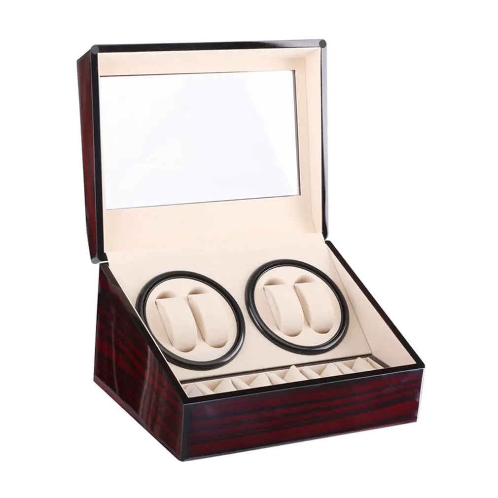 

Auto Wooden Watch Winder Watch Storage Box Winder Case Transparent Cover Wristwatch Box Single/Double Head Motor US/EU/AU Plug