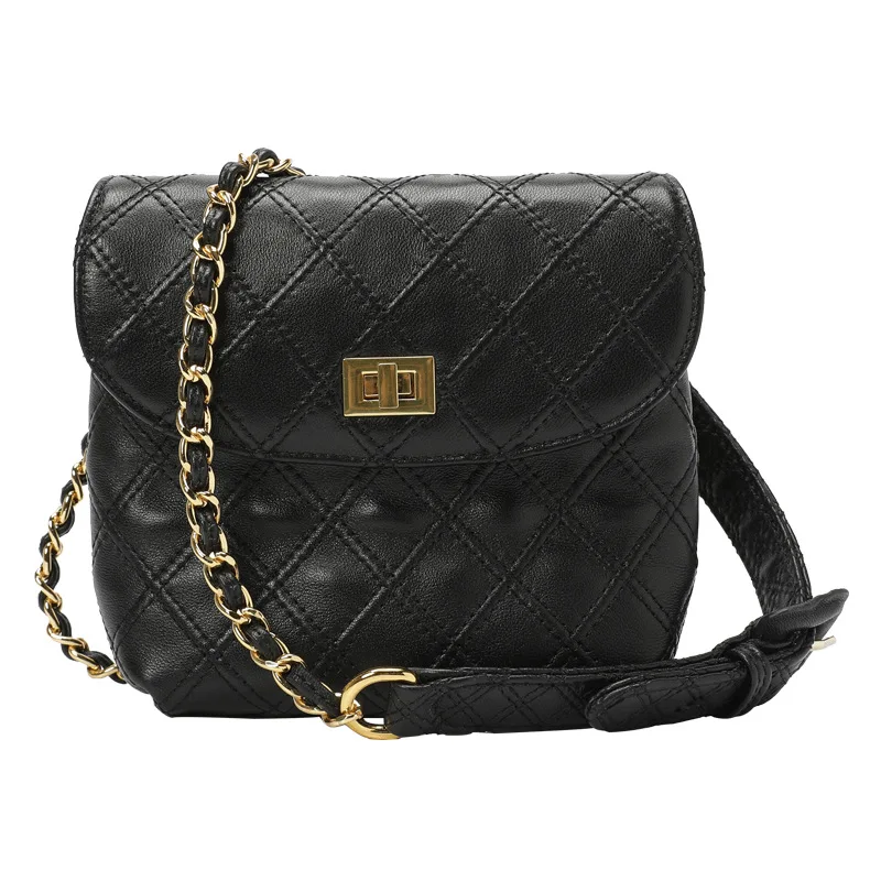 

Designer Vintage Diamond Lattice Genuine Leather Shoulder Bag Mini Flap Crossbody Bag Handbag Waist Bag for Women &Girls Fashion
