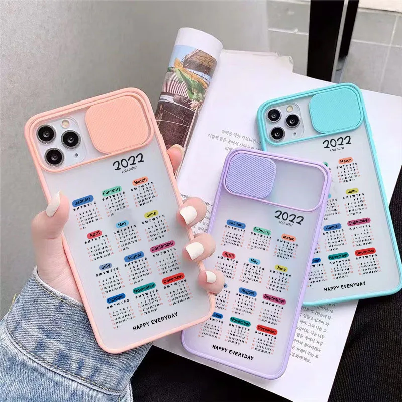 Camera Lens Protection Phone Case for IPhone 11 12 Pro MAX Mini 8 6S 7 Plus XR X XS Happy Everyday 2022 Calendar Hard Back Cover | Мобильные