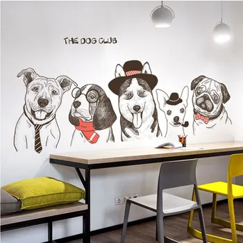 

Funny Dog Club Vinly Wall Stickers DIY Animal self adhesive Wallstickers for Teens Kids Room Home Decor Aesthetic Decals Poster
