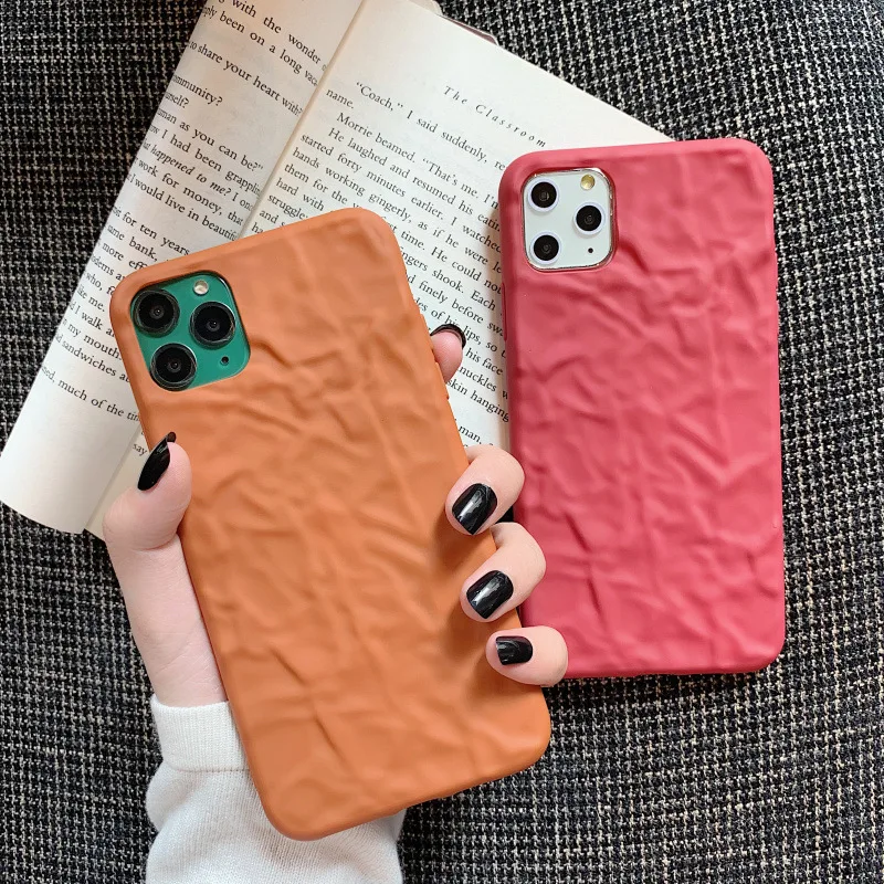 Applicable Simple Wrinkle Solid Color Iphonexs/11promax/xr Phone Case iPhone 8 Plus Women's 6s Soft