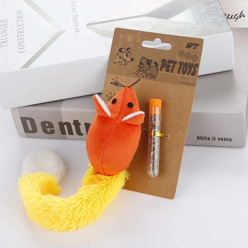 INBEPET Cat Toy Mouse Interactive Pet Teaser Plush Toys Long Tail Scratch Playing Training Chew Toys Catnip For Cats Kitten Mice