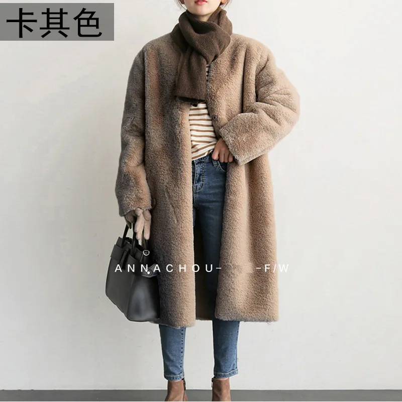 TUHAO, женское элегантное длинное пальто из искусственного меха для офиса, Осень-зима, теплая меховая куртка с карманами, повседневная плюшевая верхняя одежда, пальто - Цвет: NO.1