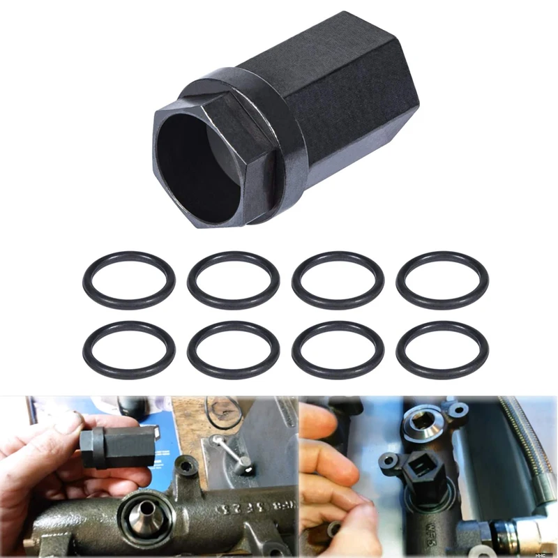 

Nipple Cup Socket Kit High Pressure Oil Rail Ball Tube Repair with 1/2" Drive Socket and Heavy Duty Viton O-Rings Leakproof