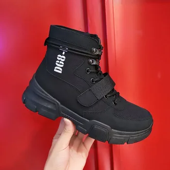 

Lace-up Platform Boots Warm Winter Leather Boots Thick-soled Shoes Newest Type Locomotive Women Winter Boots