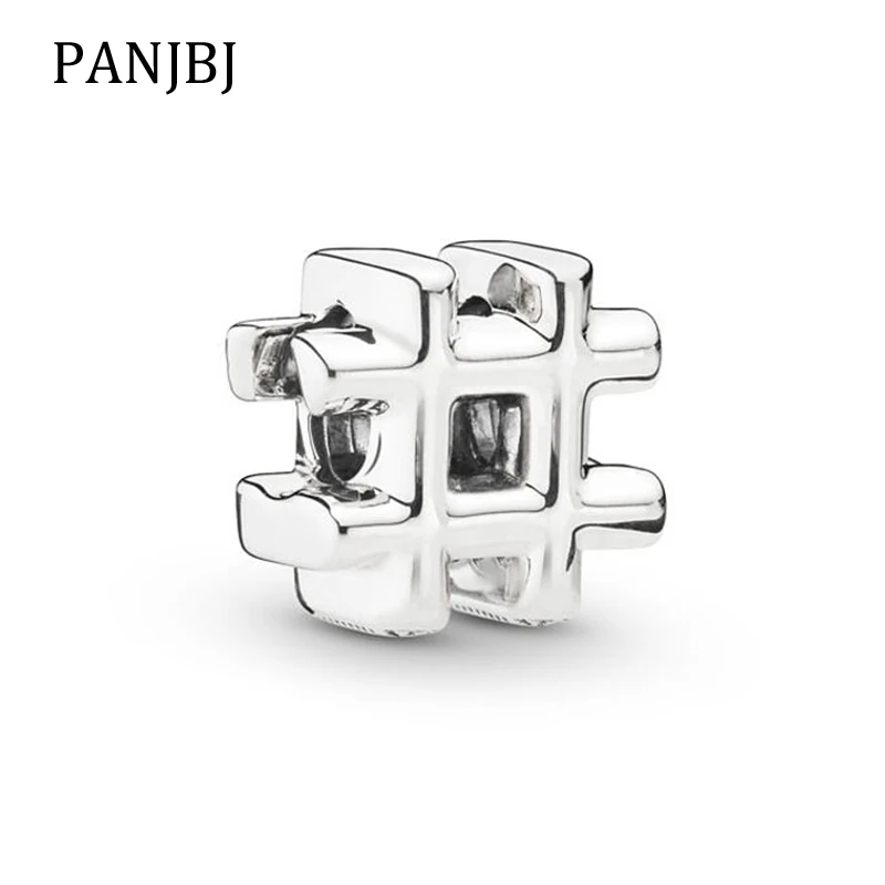 

New Original Bead Alloy Hashtag Symbol Charm Rose Fit Pandora Bracelet Necklace DIY Women Jewelry