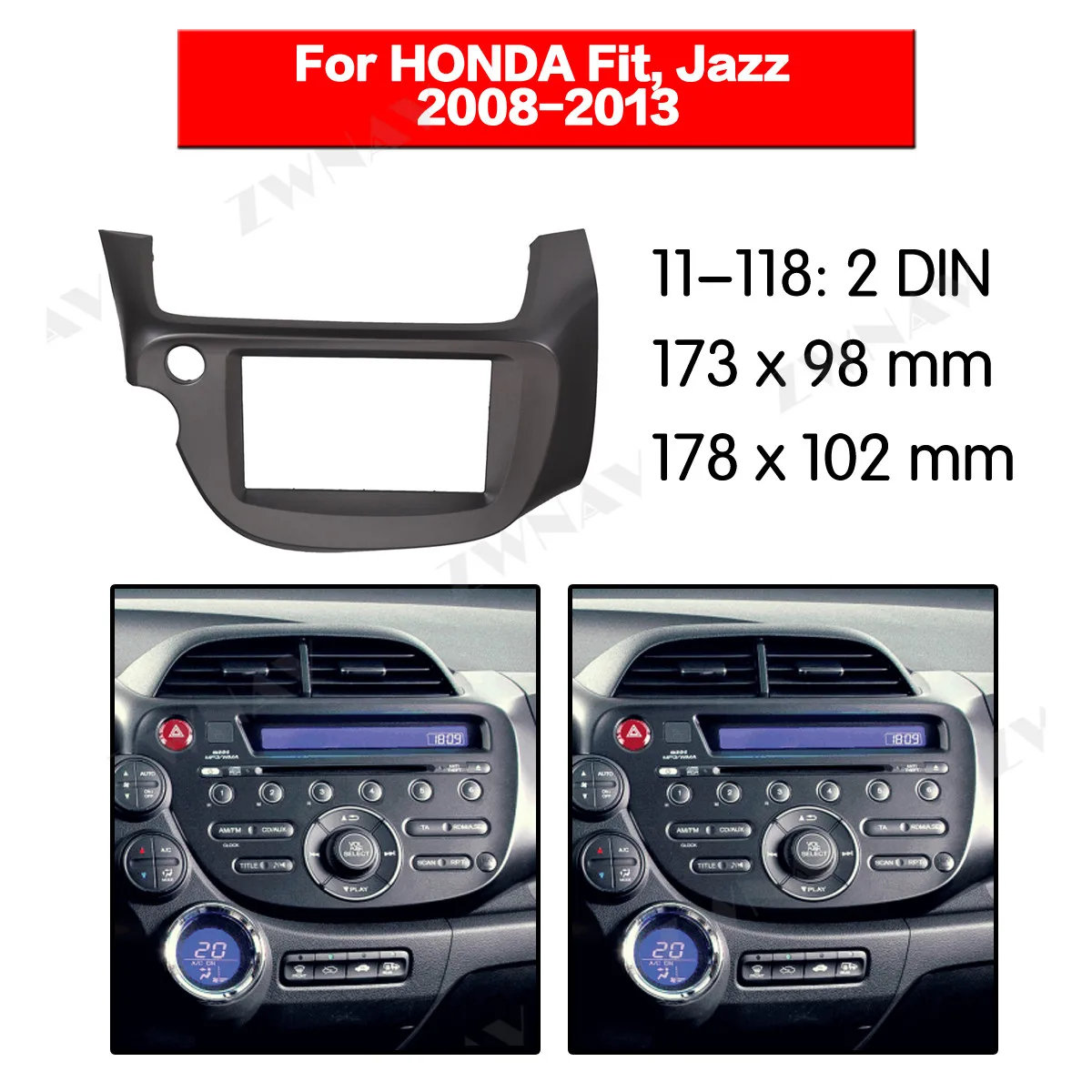 Радио Facia для Honda Fit 2008-2013(LHD) 2DIN кронштейн dvd-плеер фасции автомобиля стерео радио установка тире