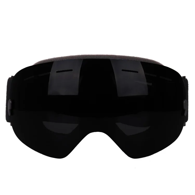Spot wholesale new large spherical ski goggles double anti-fog ski goggles glasses adult ski equipment - Цвет: Черный