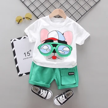 

Cute Infant Baby Boy Glasses Dog T-shirt Tops+Pants Outfit baby boy Clothes Set summer baby boys clothing