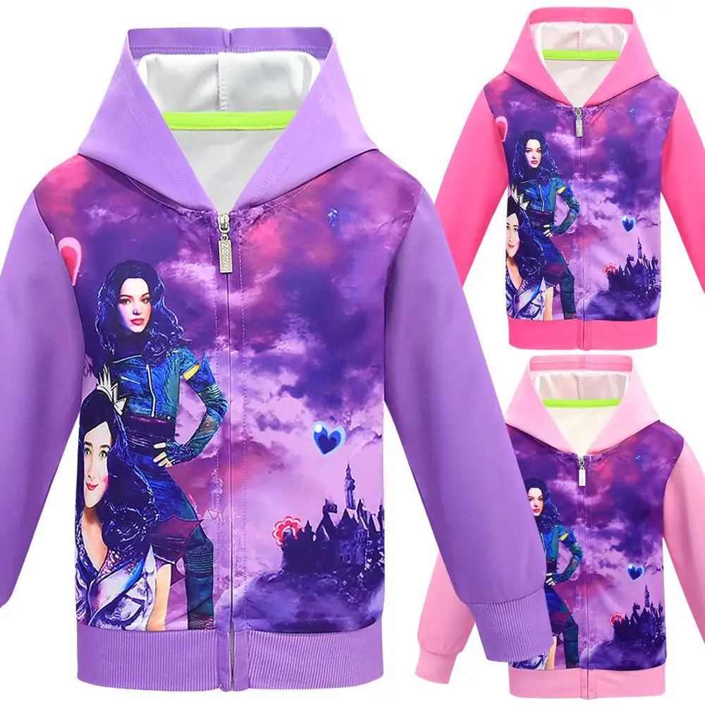 

Descendants 3 Mal Bertha Maleficent Hoodies Sweatshirts Cosplay costume kids Girl Descendants Hooded zipper jacket