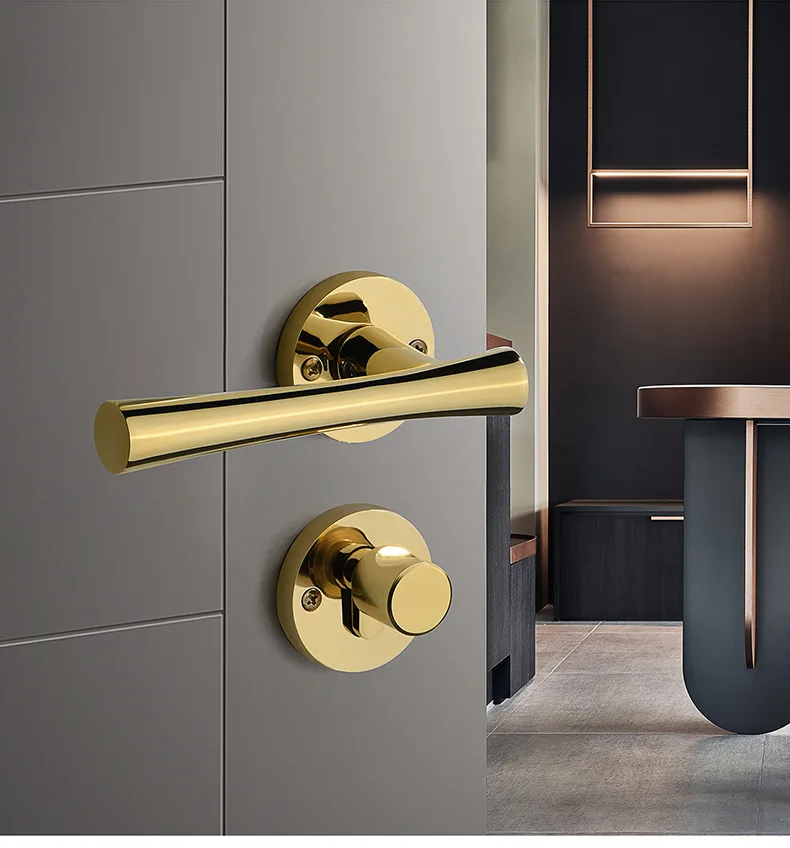 Замок с золотыми ручками для дверей бесшумные дверные замки латунной вилкой