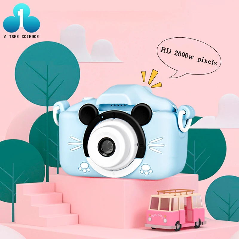 Dual Lens USB Charging 2 Inch HD Cartoon Take Pictures Anti-fall Children Camera With Protective Case Birthday Gift Digital | Электроника