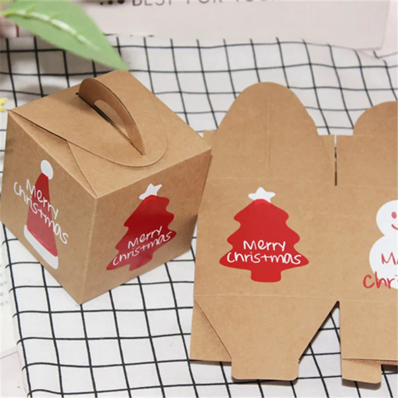 2 шт Рождественская упаковка крафт конфеты драги бумажный мешок подарки на год Noel Рождественская елка шоколадная оберточная бумага для кексов