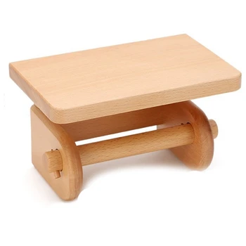 

Roll Paper Toilet Bathroom Rack Solid Wood Solid Color Toilet Wall-Mounted Beech Wood Roll Tissue Holder