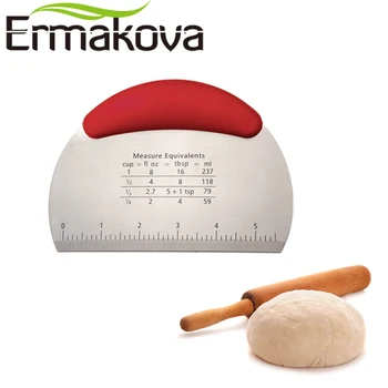 

ERMAKOVA Pastry Scraper&Chopper Flour Pastry Cutter with Scale Stainless Steel Flour Dough Pizza Cutter with Comfortable Handle