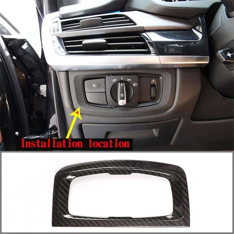 

For Bmw X5 2014-2018 Headlight Switch Decorative Frame Real Carbon Fiber Car Interior Modification Accessories