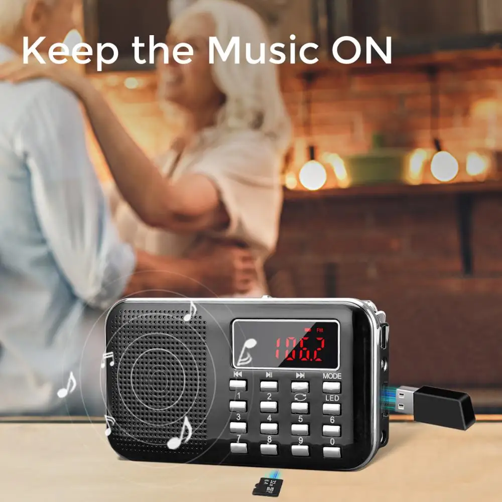 Мини fm радиоприемник PRUNUS AM/fm/SD карта mp3 плеер динамик USB /AUX портативный аварийный