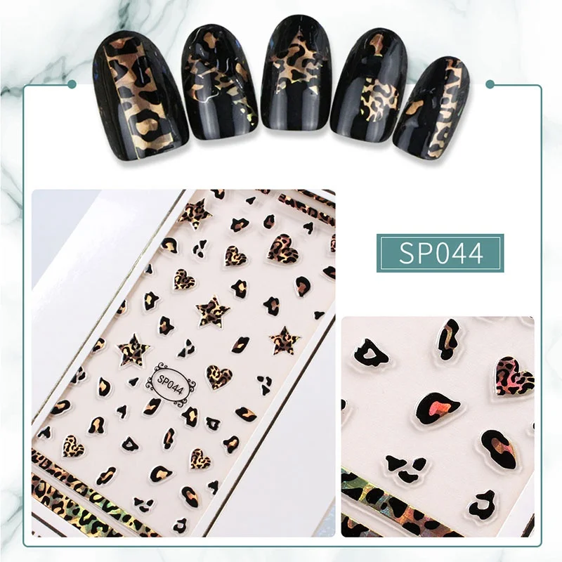 Новейшая стикеры 3D на ногти Nail Art Переводные картинки голографические золотые металлические переводные наклейки Единорог Лаванда Цветок пони крест - Цвет: 44