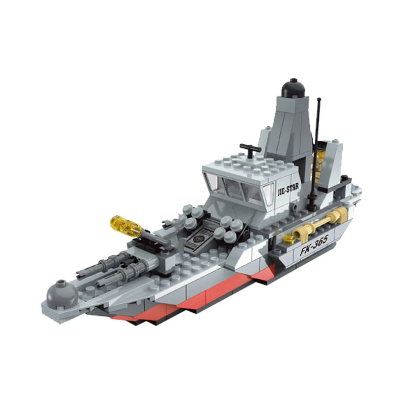 

Military Series WW2 214pcs Battle Frigate Boat 2 Figures Building Blocks Toys For Children Compatible Sets