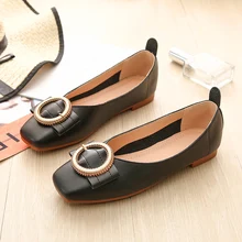 Женская обувь плоские квадртаные носки круглые пряжки для обуви удобные лоферы без застежки в Корейском стиле женская обувь zapatos mujer