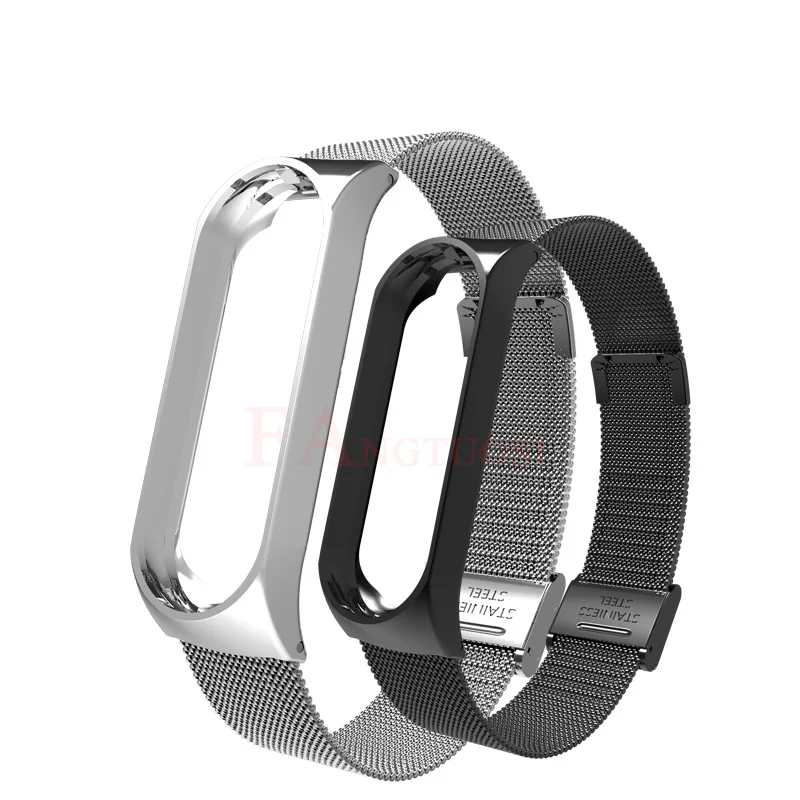 FANGTUOSI Mi band 3 4 Metal Strap for Xiaomi Mi Band 3 4 Smart Wrist Band Bracelet Strap Stainless  - 4000176530172