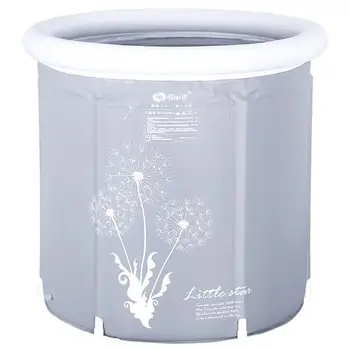 

Folding Bathtub Home Large Adult Bath Barrel Thickening PVC Foldable Insulated Bath Bucket Inflatable Dandelion Printed Gray Red