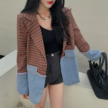 Aliexpress - Womens Denim Stitching Jacket Spring Autumn Irregular New Trendy Loose Korean Style Fashion Tops Female Design