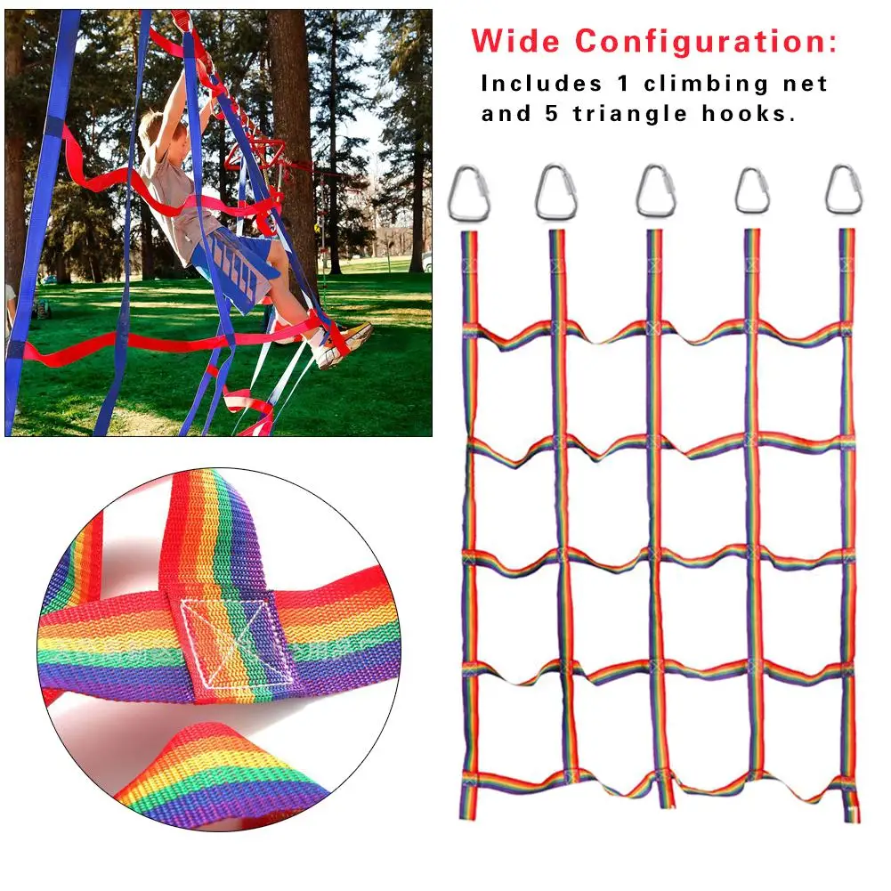 

Outdoor Rainbow Ribbon Climb Net Mesh Children Physical Training Climbing Net For Daily Sports And Entertainment