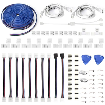 

Led Strip Light Connectors 10mm 4Pin,Includes 12 Solderless Led Light Connectors,Provides Most Parts for DIY(16.4Ft)